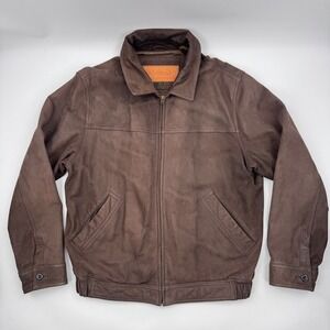 Vintage Timberland Weathergear Leather Jacket Men's Large Brown Cowhide